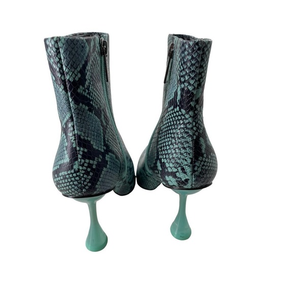 NEW GIANI BINI FAWLIE TEAL WATERS SNAKE PRINT BOOTIES - Picture 5 of 8